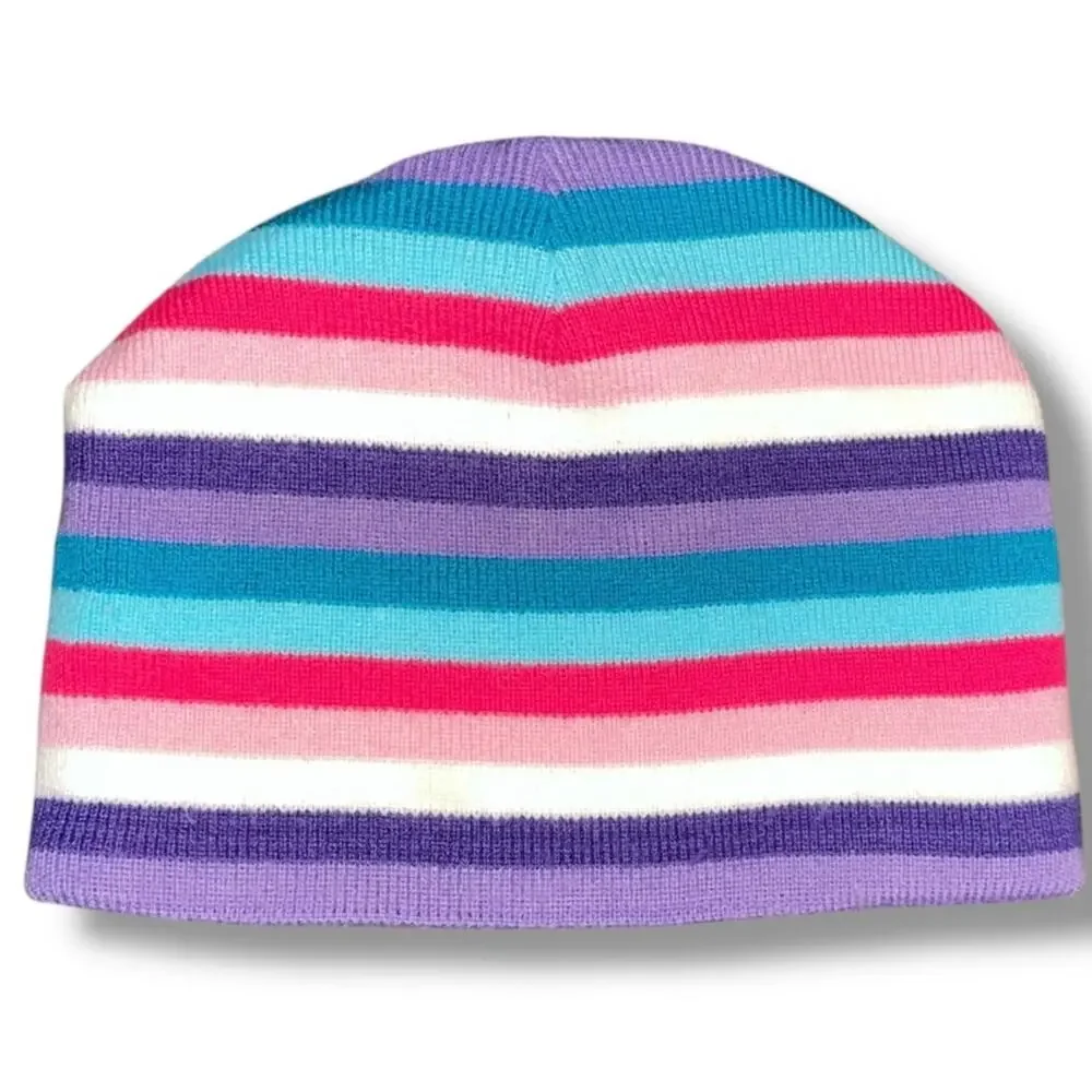 Carhartt Kids Youth Beanie Hat Striped Pink Purple Fleece Lined Winter CB8966